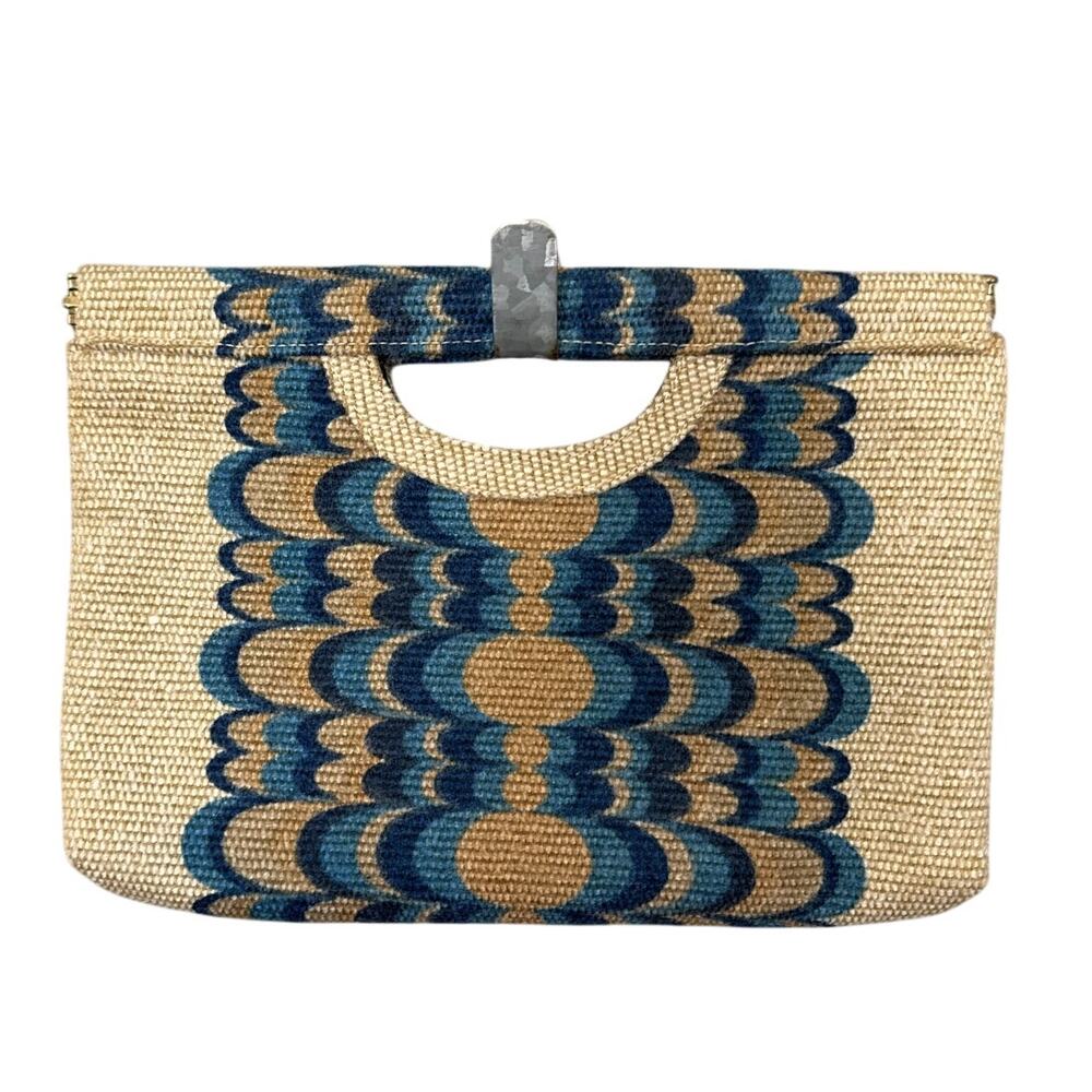 Kim White Woven Clutch Bag Deadstock Vintage Auto Textile Unique Boho Indie